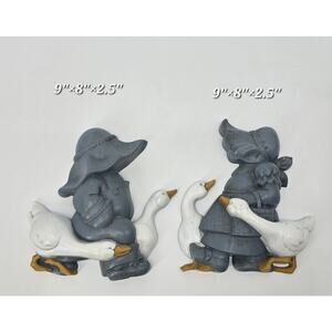 Vintage 1978 Burwood Country Children & Geese Wall Plaques